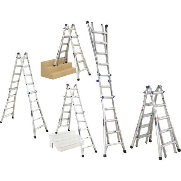 Werner 22 Ft. Aluminum Multi-Position Telescoping Ladder with 300 Lb. Load Capacity Type IA Ladder Rating