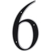 Hillman Black & Silver Reflective Plastic House Number 6