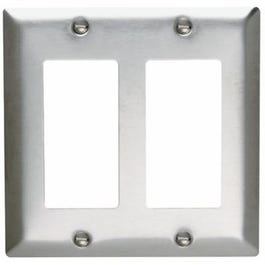 Wall Plate, 2-Gang, Stainless Steel