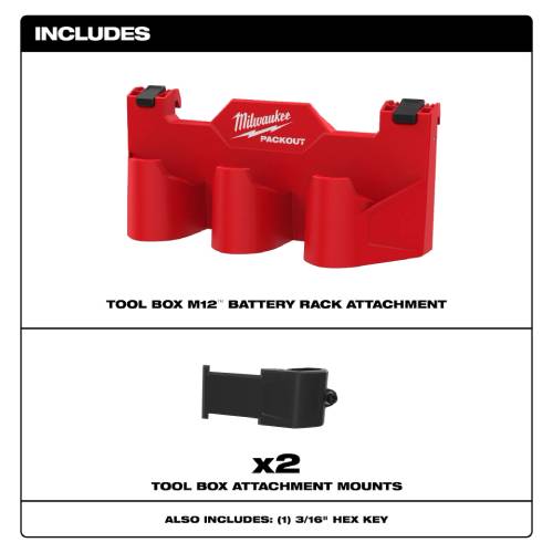 Milwaukee PACKOUT™ Tool Box M12™ Battery Rack Attachment