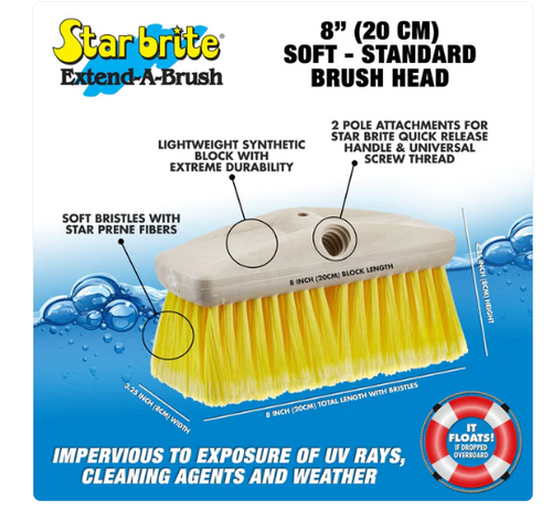 Starbrite 8 Soft Bristle Wash Brush - Extend-A-Brush Compatible - Yellow