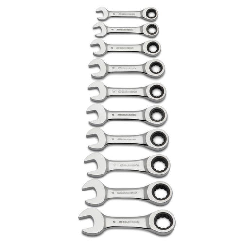 GearWrench 10 Piece 72-Tooth 12 Point Stubby Ratcheting Combination Metric Wrench Set