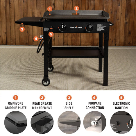 Blackstone 2 Burner 28 Gas Griddle in Classic Black