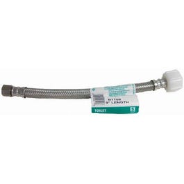 9-In. Toilet Connector, Braided Stainless Steel, 3/8 Compression x 7/8-In. Female Ballcock Thread