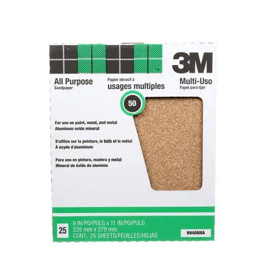 3M™ Pro-Pak™ Paint and Rust Removal (Alox), 99406NA, 9 in x 11 in, 50 Grit, 25 sht pk (9