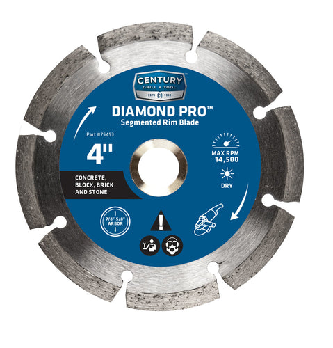 Century Drill And Tool Diamond Segmented Rim 4″ Saw Blade 7/8″ Arbor 5/8″ Adapter Dry Cut (4″ X 7/8″ X 5/8″)