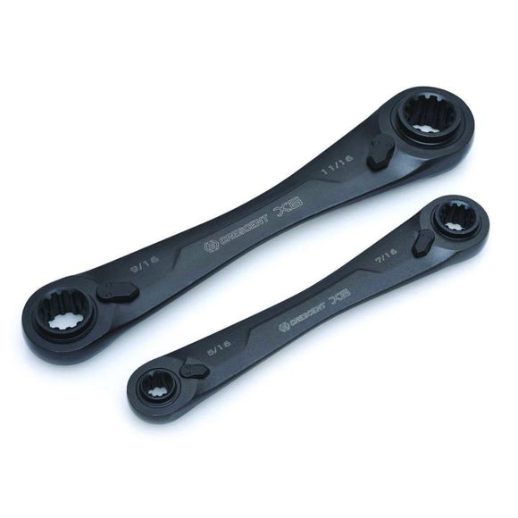 Crescent 2 Pc. X6™ 4-in-1 Black Oxide Spline Ratcheting SAE Wrench Set