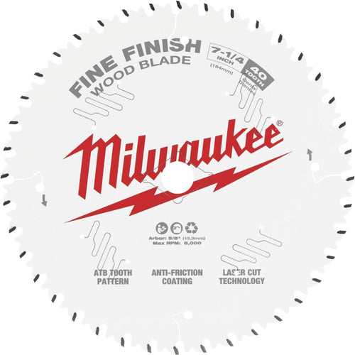 Milwaukee 7-1/4 In. 40-Tooth Fine Finish Circular Saw Blade