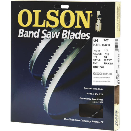 Olson 64-1/2 In. x 1/2 In. 18 TPI Wavy Hard Back Metal Cutting Band Saw Blade