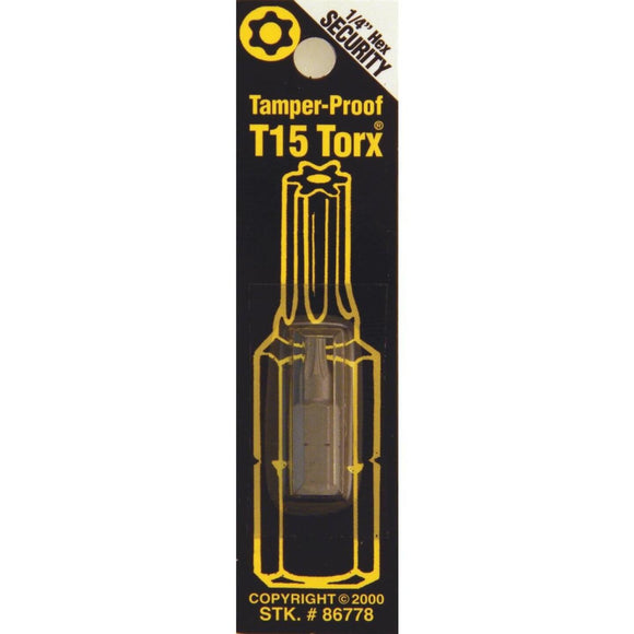 Best Way Tools T15 Tamperproof Torx Security 1 In. 1/4 In. Hex Screwdriver Bit