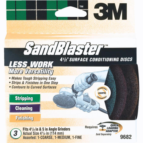 3M SandBlaster 4-1/2 In. 36/60/120 Grit Surface Conditioning Sanding Disc (3-Pack)