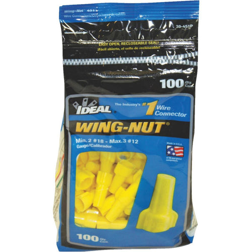 Ideal Wing-Nut Small Yellow Copper to Copper Wire Connector (100-Pack)