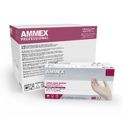 AMMEX Professional Ivory Latex PF Exam Medium Gloves (Medium, Ivory)